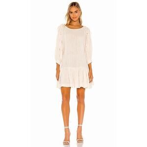 Free People Size M Washed Ashore Mini Dress In Ivory Flowy 100% Cotton
